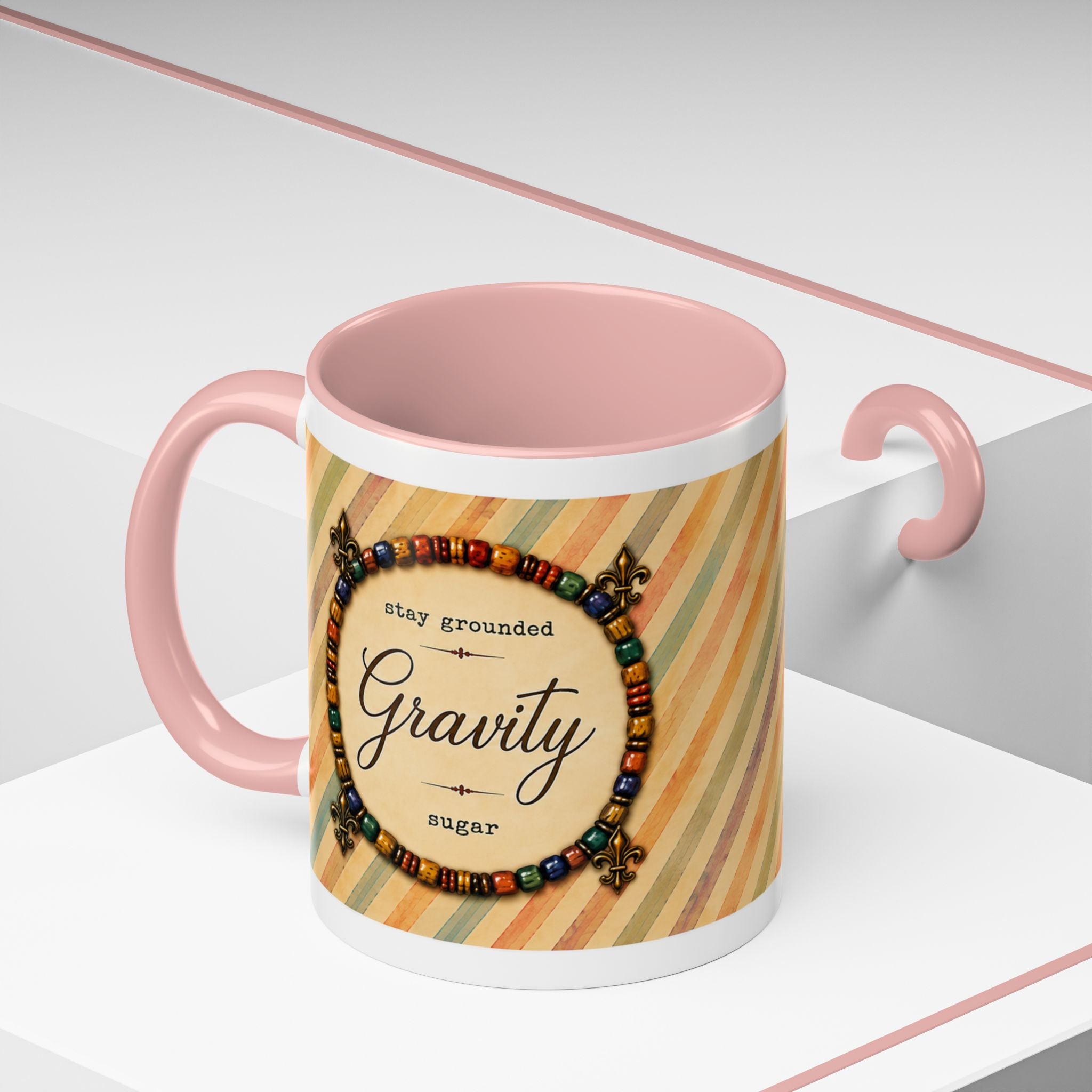 Gravity “Stay Grounded, Sugar.” Pink Accent Mug – 11 oz