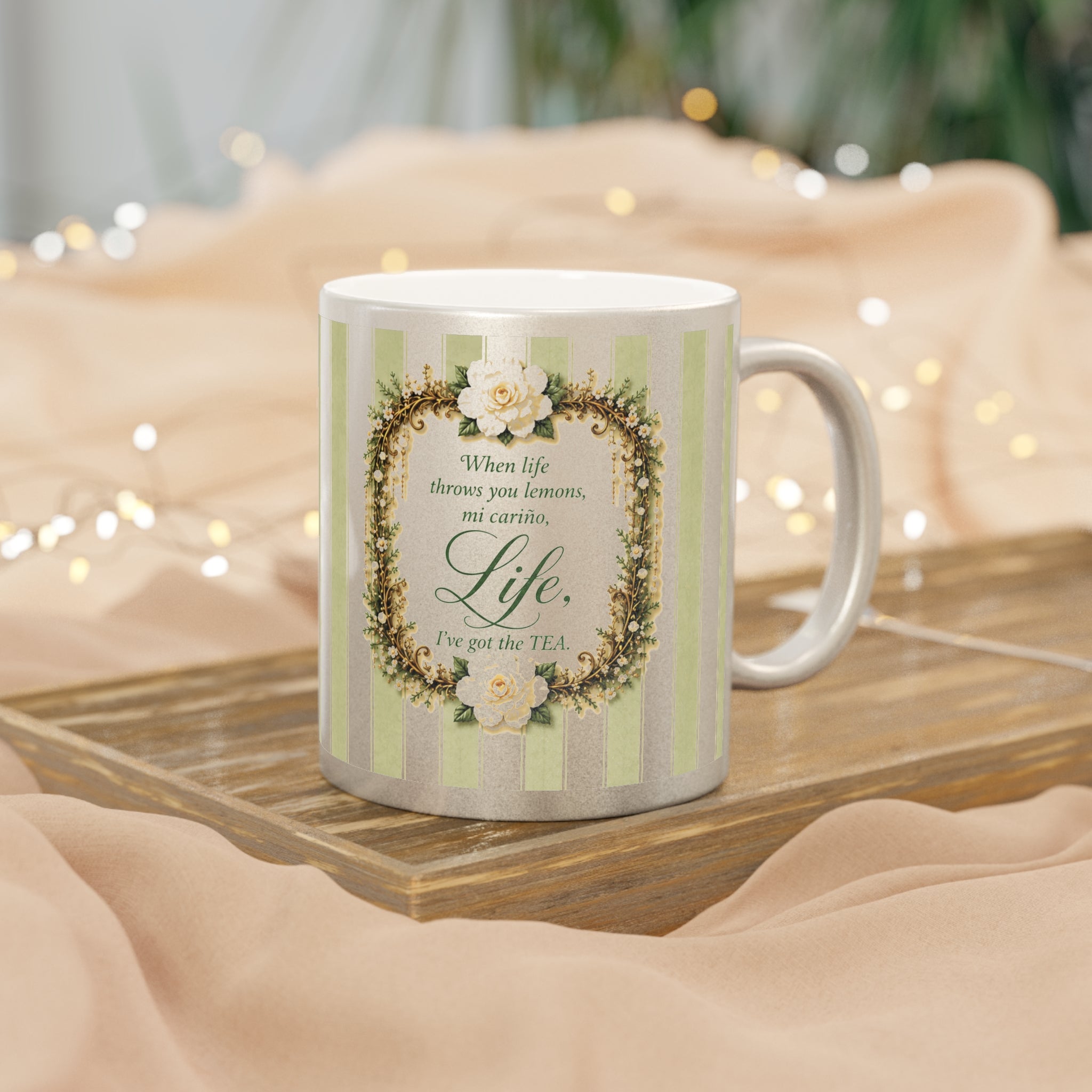 Life “When LIFE Throws You Lemons, Mi Cariño, I've Got The TEA” Jeweled Garden Metallic Mug